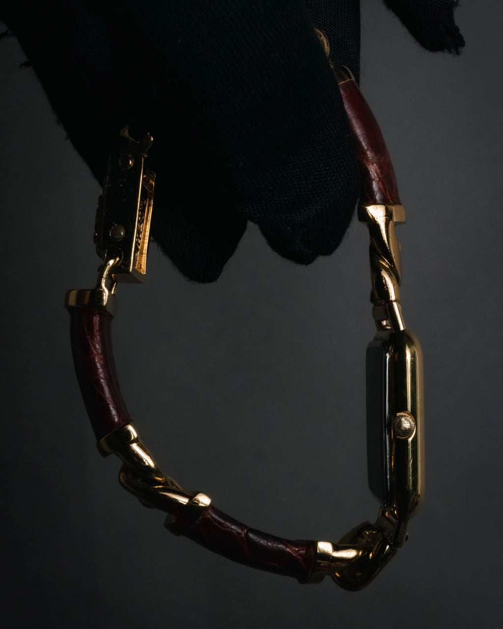 –SPECIAL– "LOEWE" 80’s-90’s Rectangular anagram bangle bracelet watch