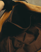 -SPECIAL- “LOEWE” 90’s Anagram embossed wide-opening leather boston bag