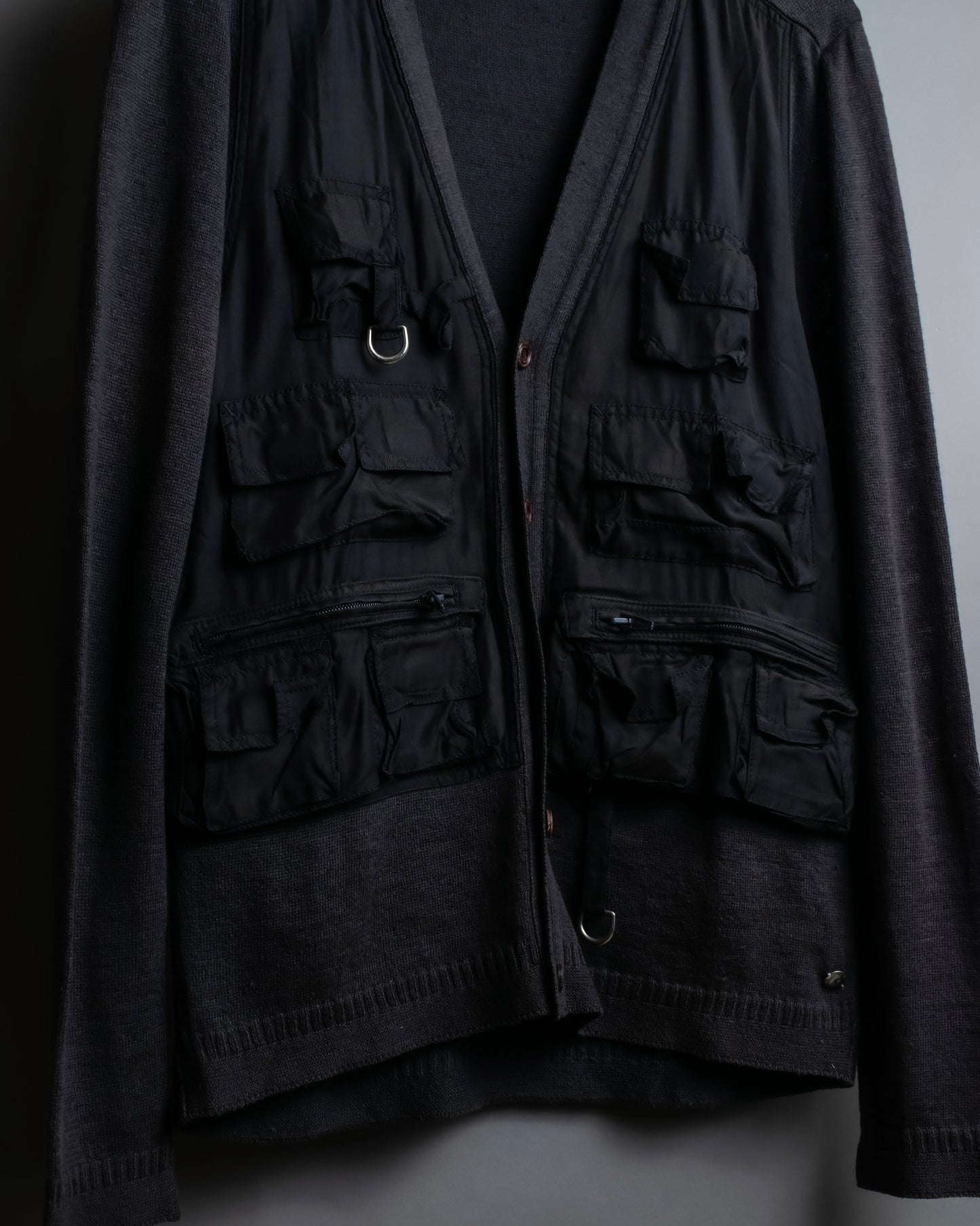 "MIHARA YASUHIRO" Military vest docking design V-neck cardigan