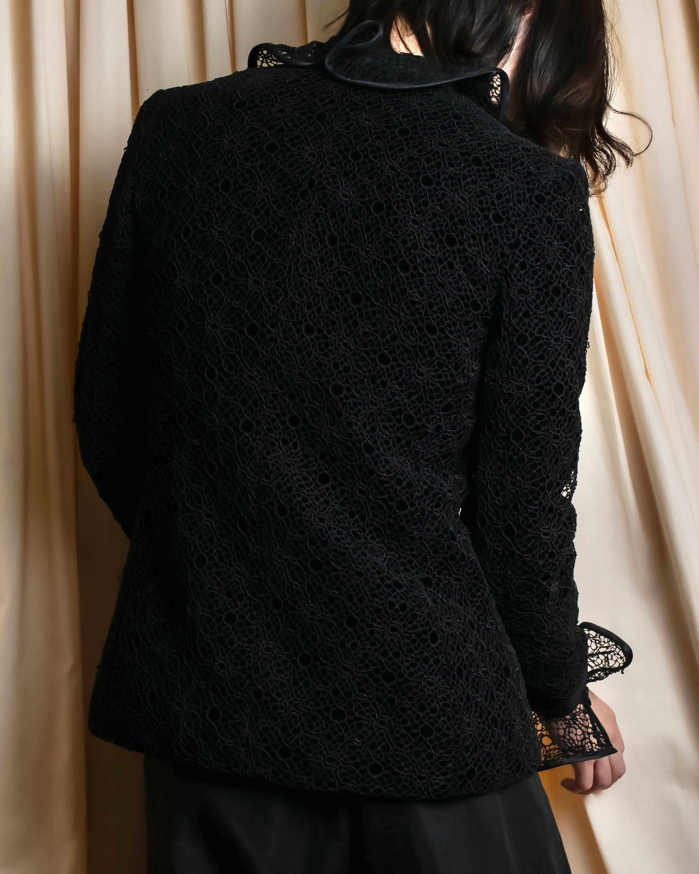 "JEAN-LOUIS SCHERRER" Lace frill design ribbon attached jacket