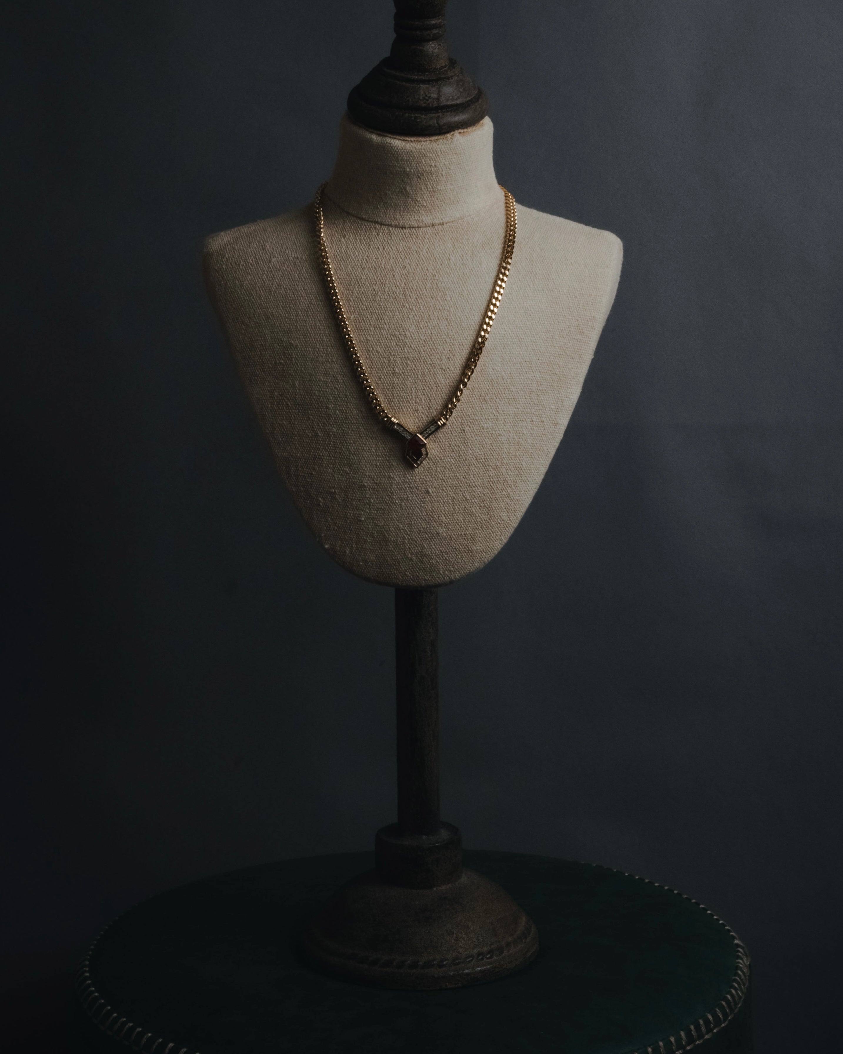 "Christian Dior" Geometric Y-link crystal pendant necklace