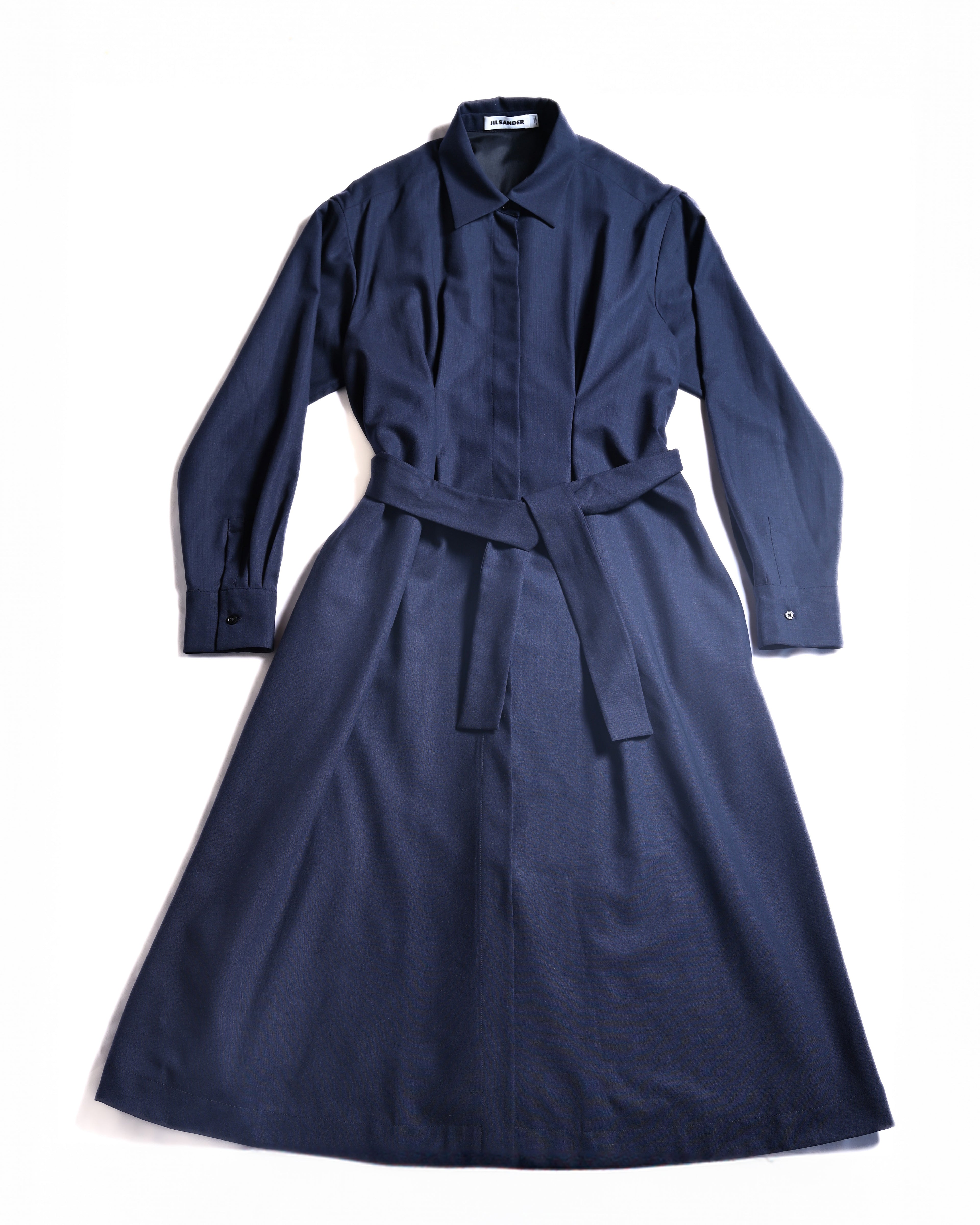 JIL SANDER/ 2015 Shape Designed Wool Shirt Coat Navy