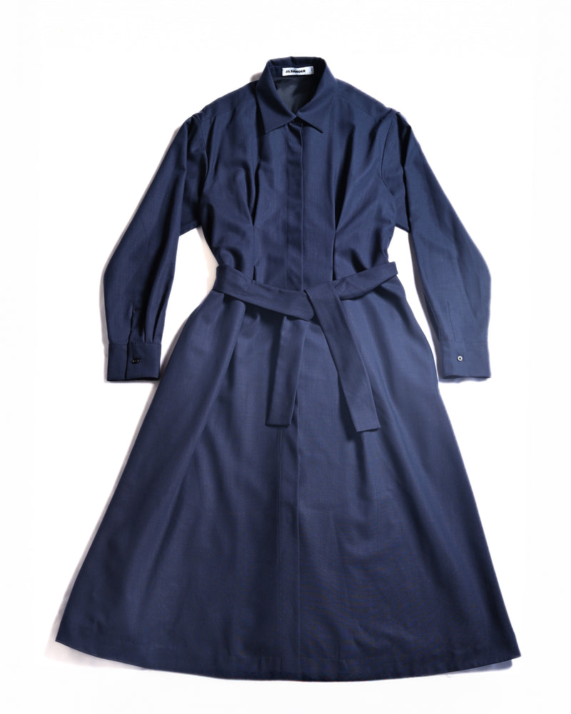 JIL SANDER/ 2015 Shape Designed Wool Shirt Coat Navy