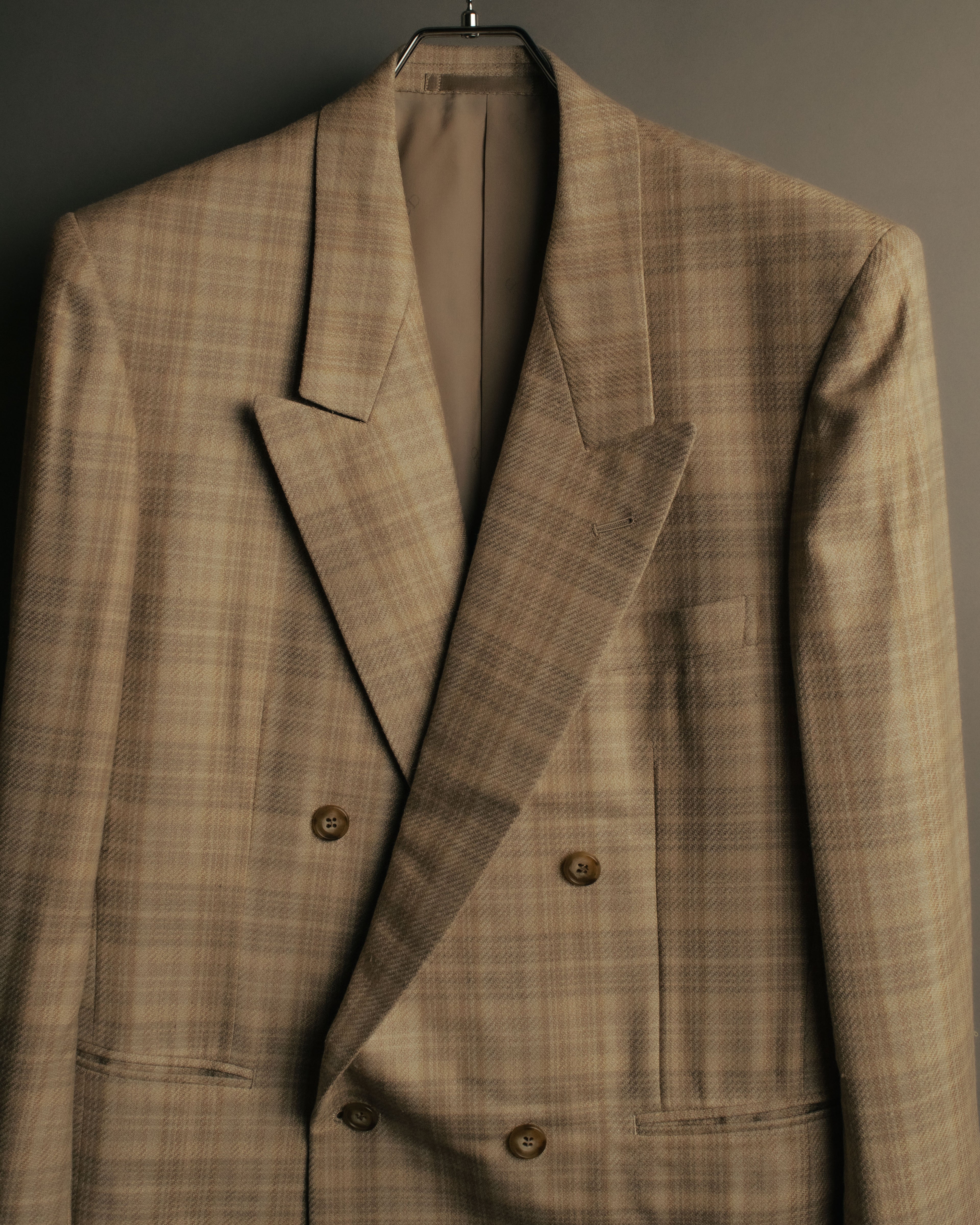 “Christian Dior MONSIEUR” 80’s-90’s Silk blend checked double breasted blazer