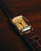 “EMPORIO ARMANI” Late 90’s-early 10’s Art deco rectangular leather strap watch