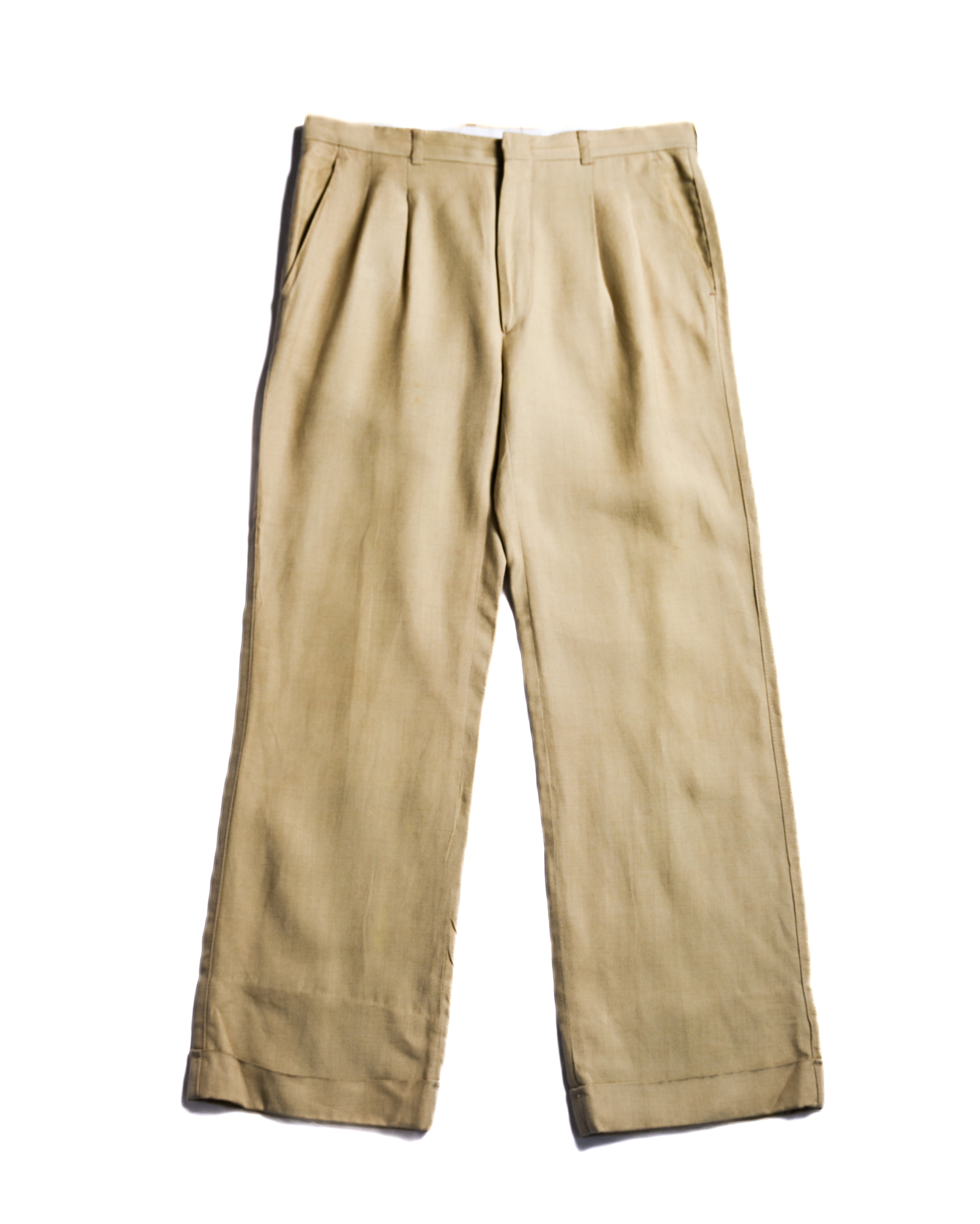 VINTAGE/ Linen Tasted 2 Tuck Trousers Light Beige