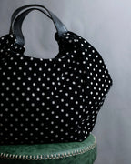 "tricot COMME des GARCONS" Polka dot velour large handbag