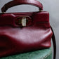 "BVLGARI" Marble motif burgundy color leather shoulder bag