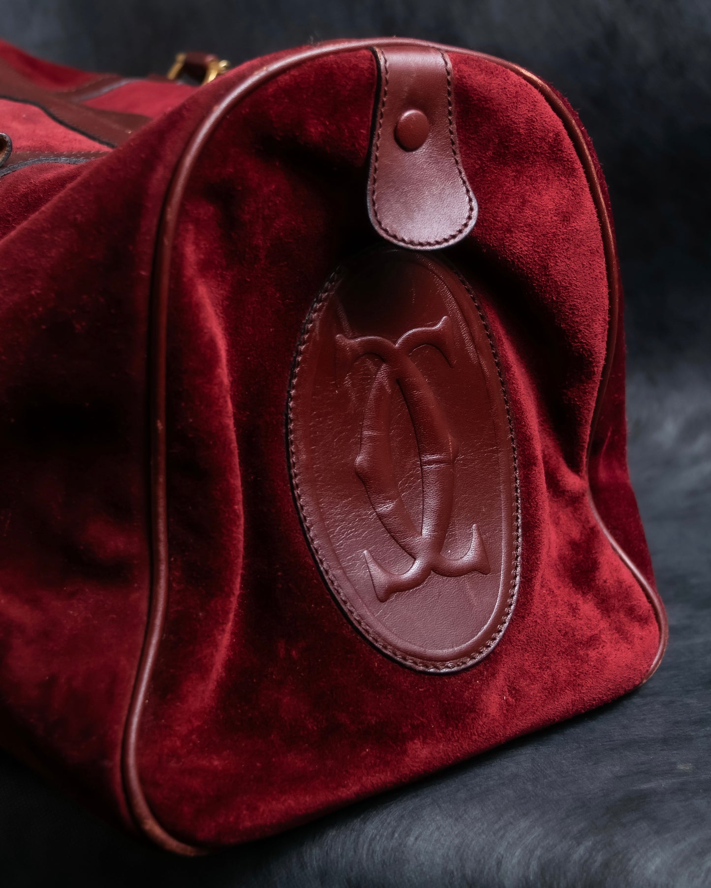 "Cartier" Beautiful red color velour boston bag