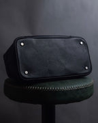 "BURBERRY" Silver stud design grained leather one-handle bag