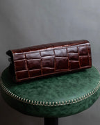 "JEAN PAUL GAULTIER" Logo engraved crocodile embossed 2way leather bag