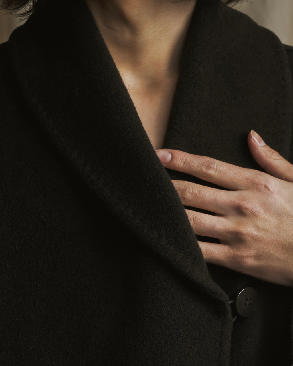 Abrigo largo con diseño de cuello de actriz de los años 90-00 de "Max Mara"