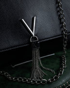 "VALENTINO" Textured leather V tassel chain shoulder bag