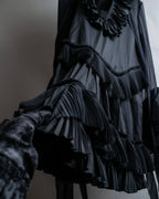 "GIVENCHY" Ribbon frill detail bow tie silk shirt ribbon frill detail