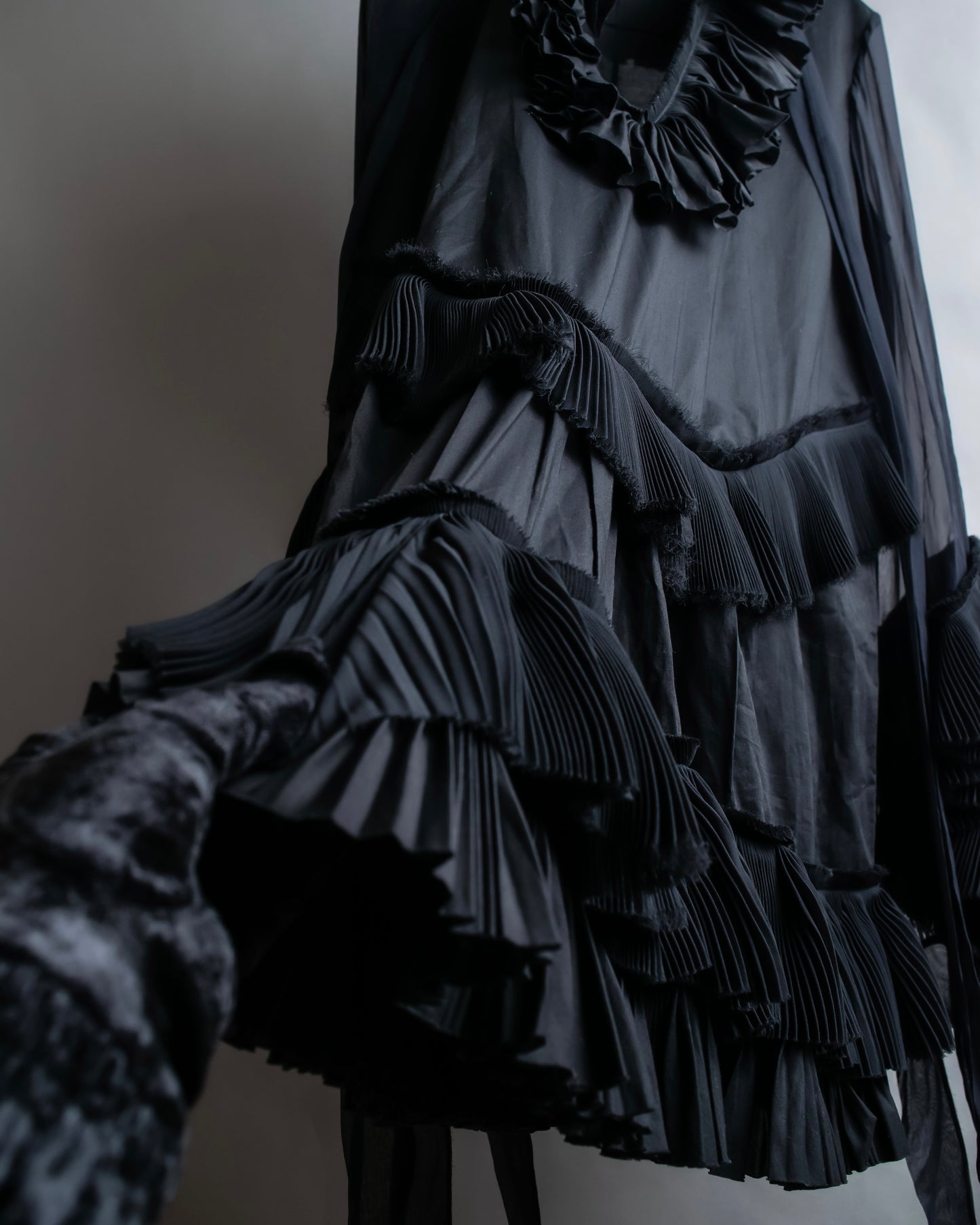 "GIVENCHY" Ribbon frill detail bow tie silk shirt ribbon frill detail