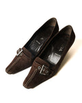 PRADA/ Brown Suede Leather Classic Pumps Heels