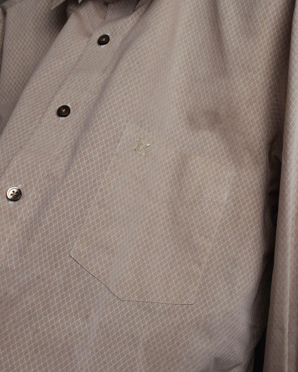 "CELINE" 80's-00's Classic diamond check long sleeve dress shirt