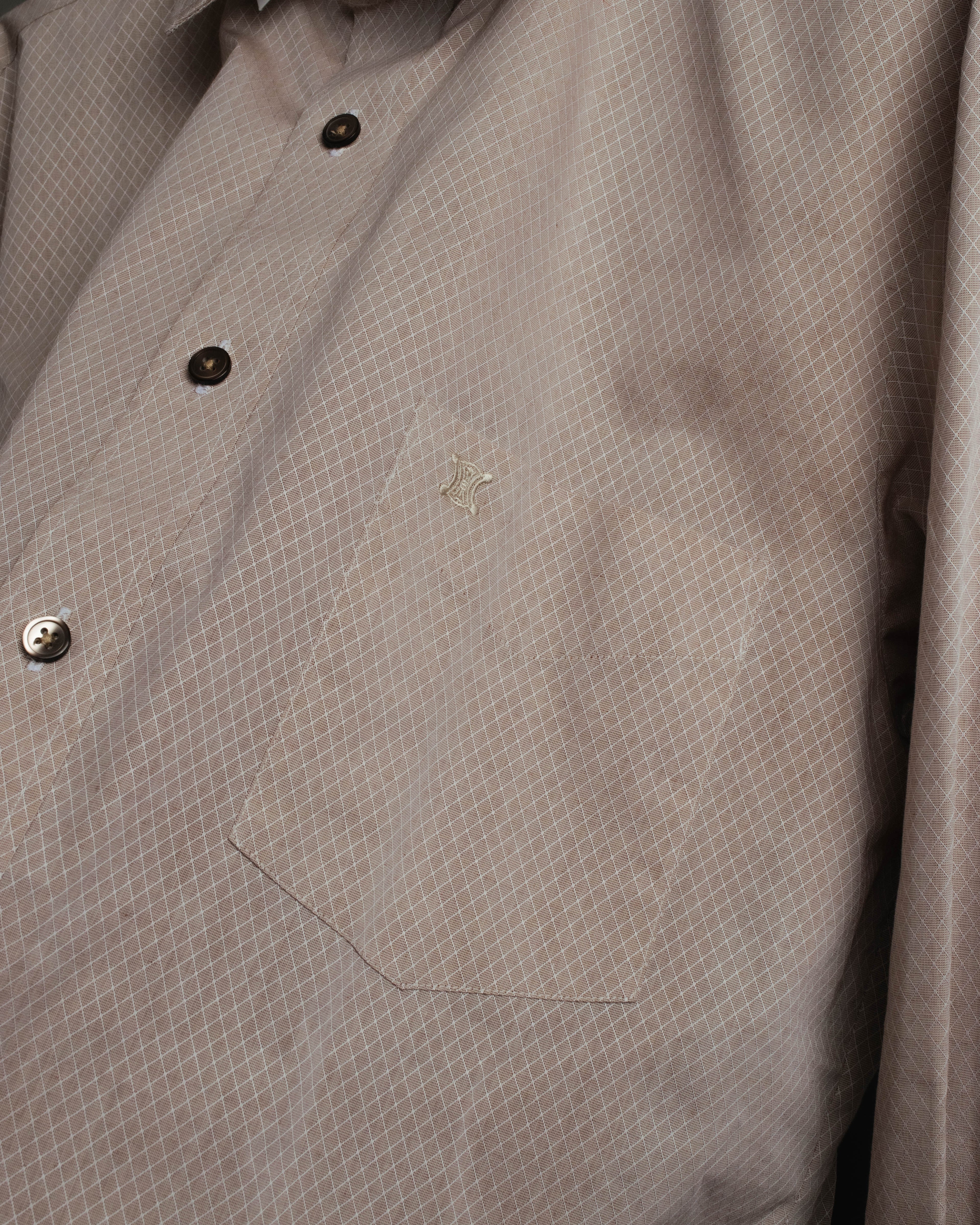 "CELINE" 80's-00's Classic diamond check long sleeve dress shirt