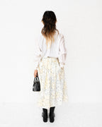 CHANEL/  Front Pleats Designed Fly Front Shirt with Gold CC Button
