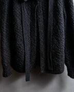 "YVES SAINT LAURENT" Ribbon design stand collar low gauge cardigan