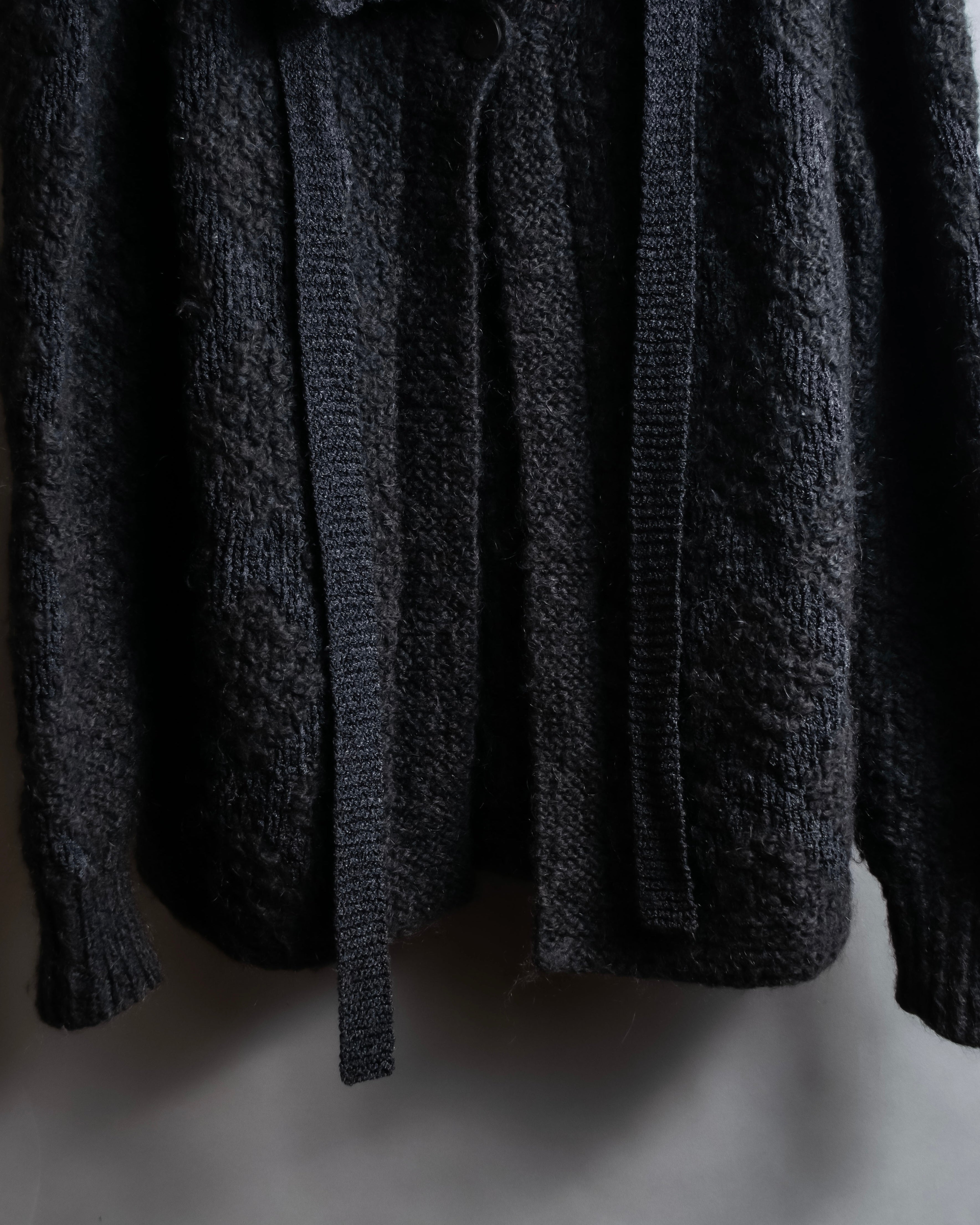 "YVES SAINT LAURENT" Ribbon design stand collar low gauge cardigan