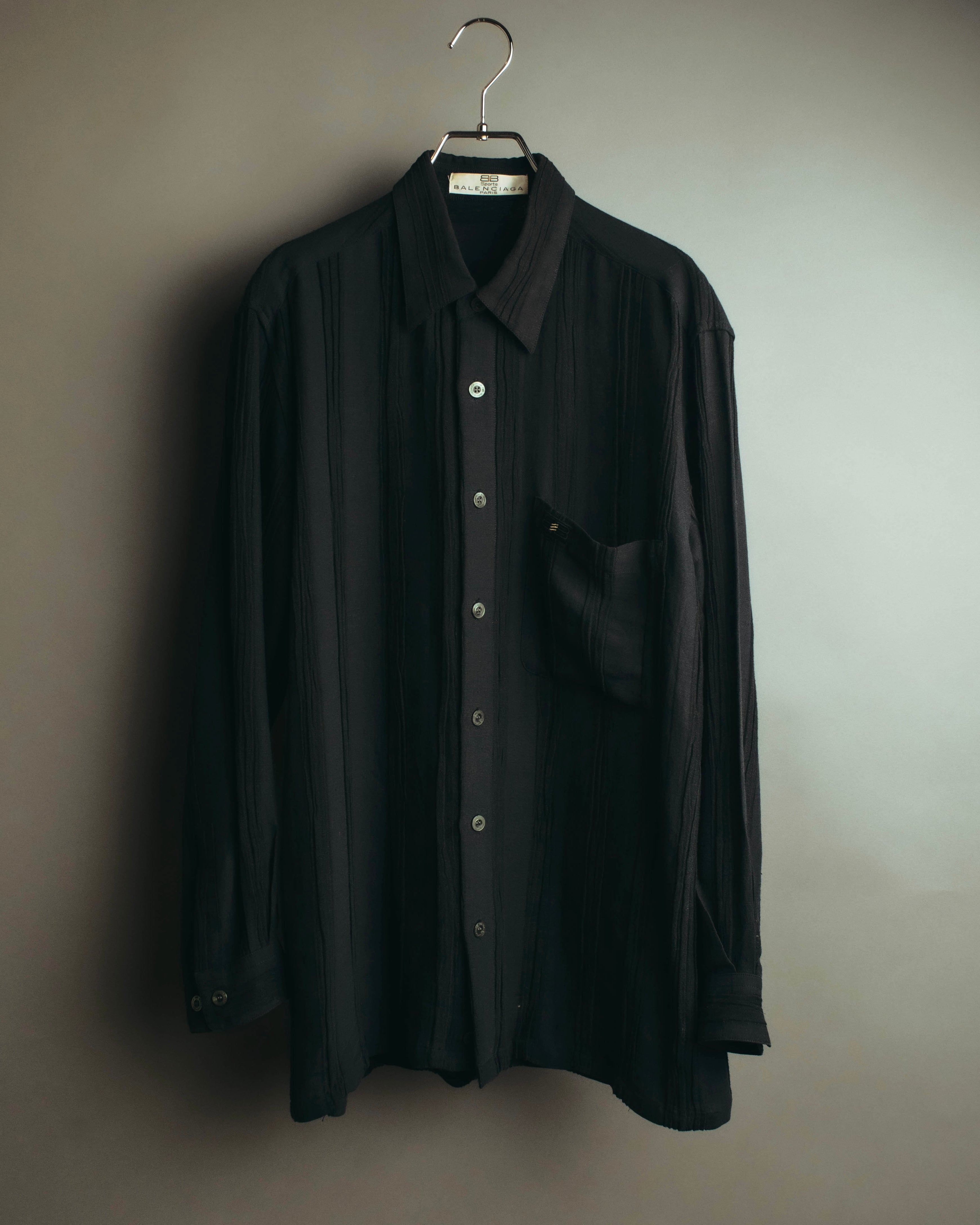 "BALENCIAGA" 80's-90's Textured linen blend shirt
