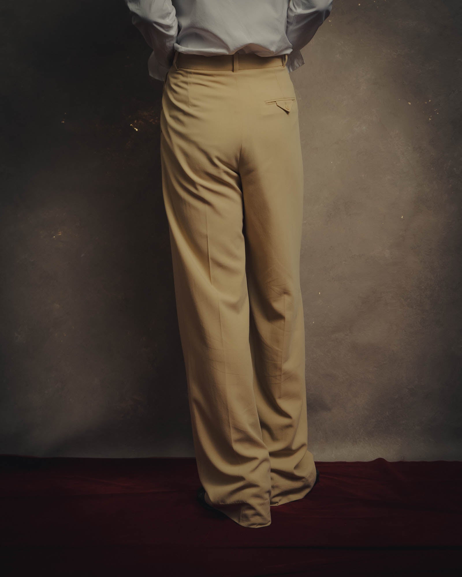 –SPECIAL– “HERMÈS” 90’s silk-lined wool wide trousers
