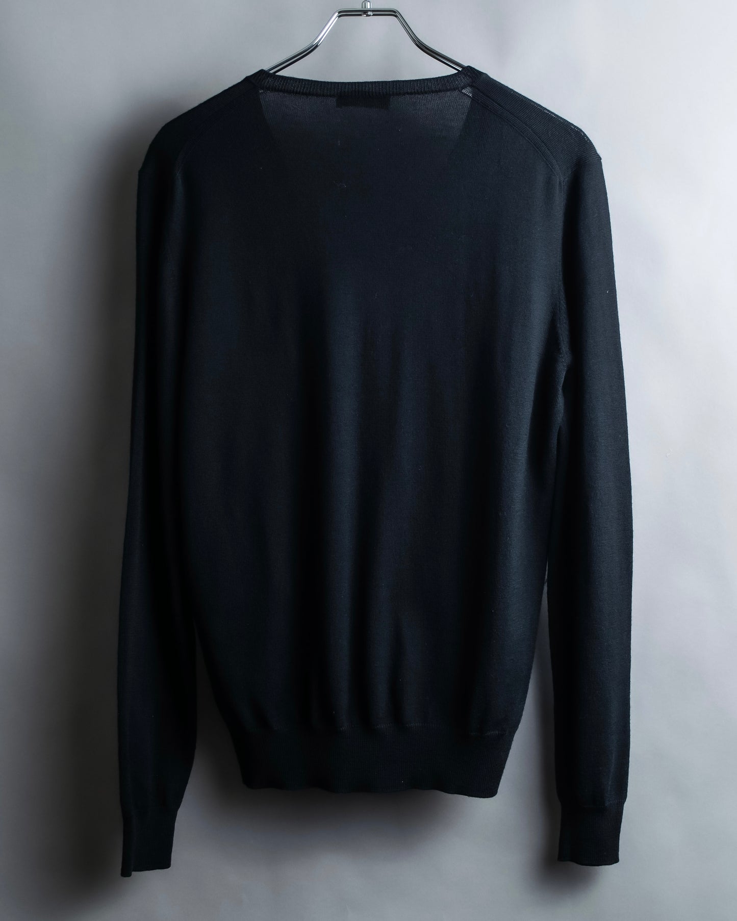 "PRADA" V-neck relaxed wool high gauge knit pullover