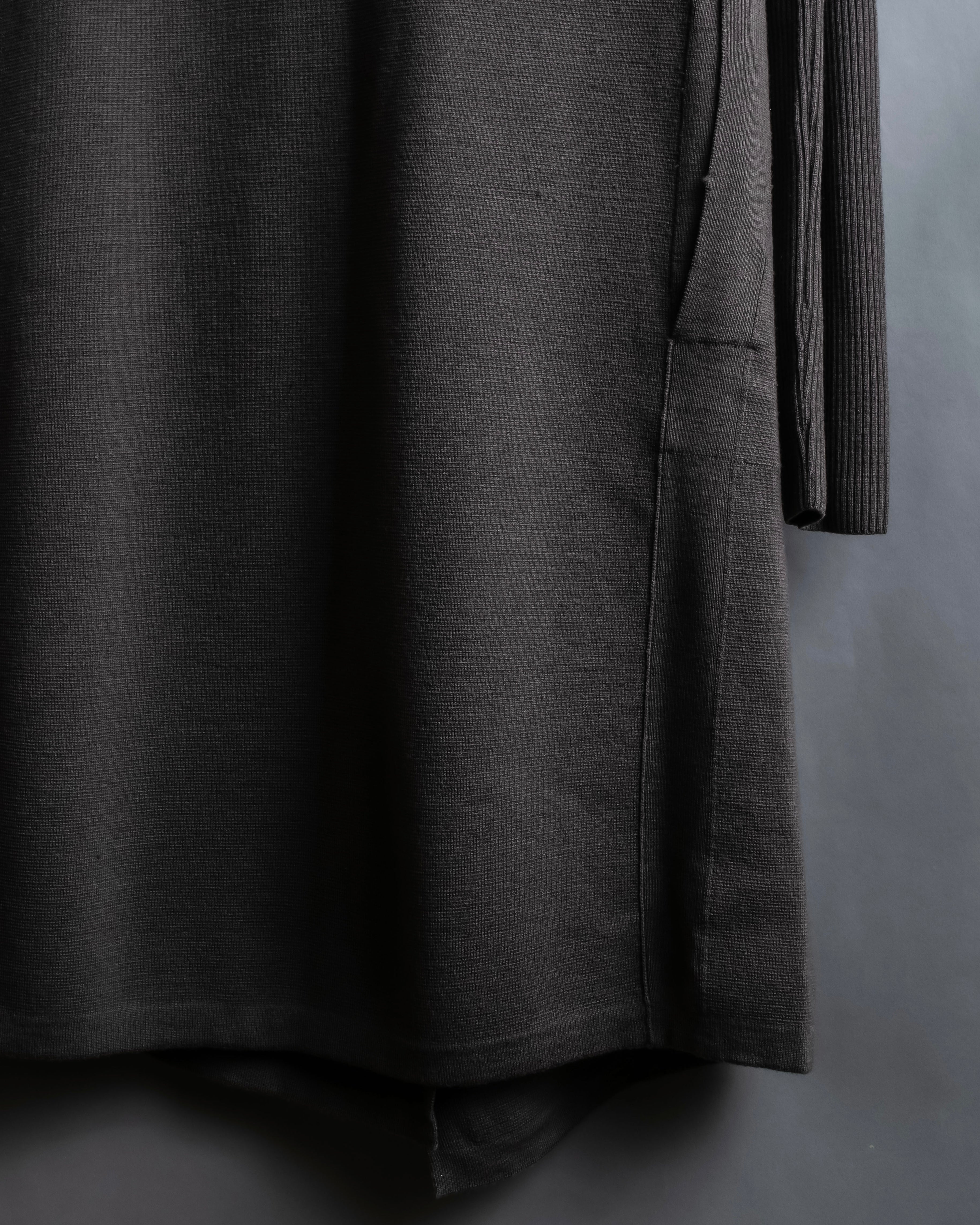"Rick Owens" 12AW asymmetrical hooded knit cardigan