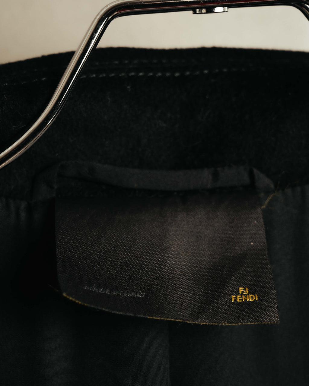"FENDI" 90's Black wool cashmere long coat