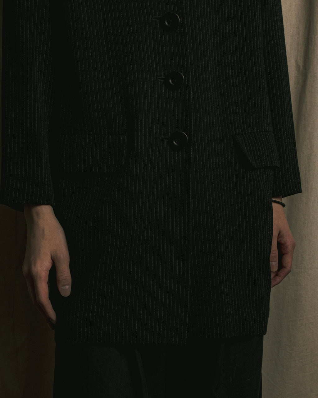 “Christian Dior” 90’s pinstriped four-button long tailored jacket