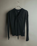 “GUCCI” 2001-2004 Tom Ford era gathered wool fringe knit top