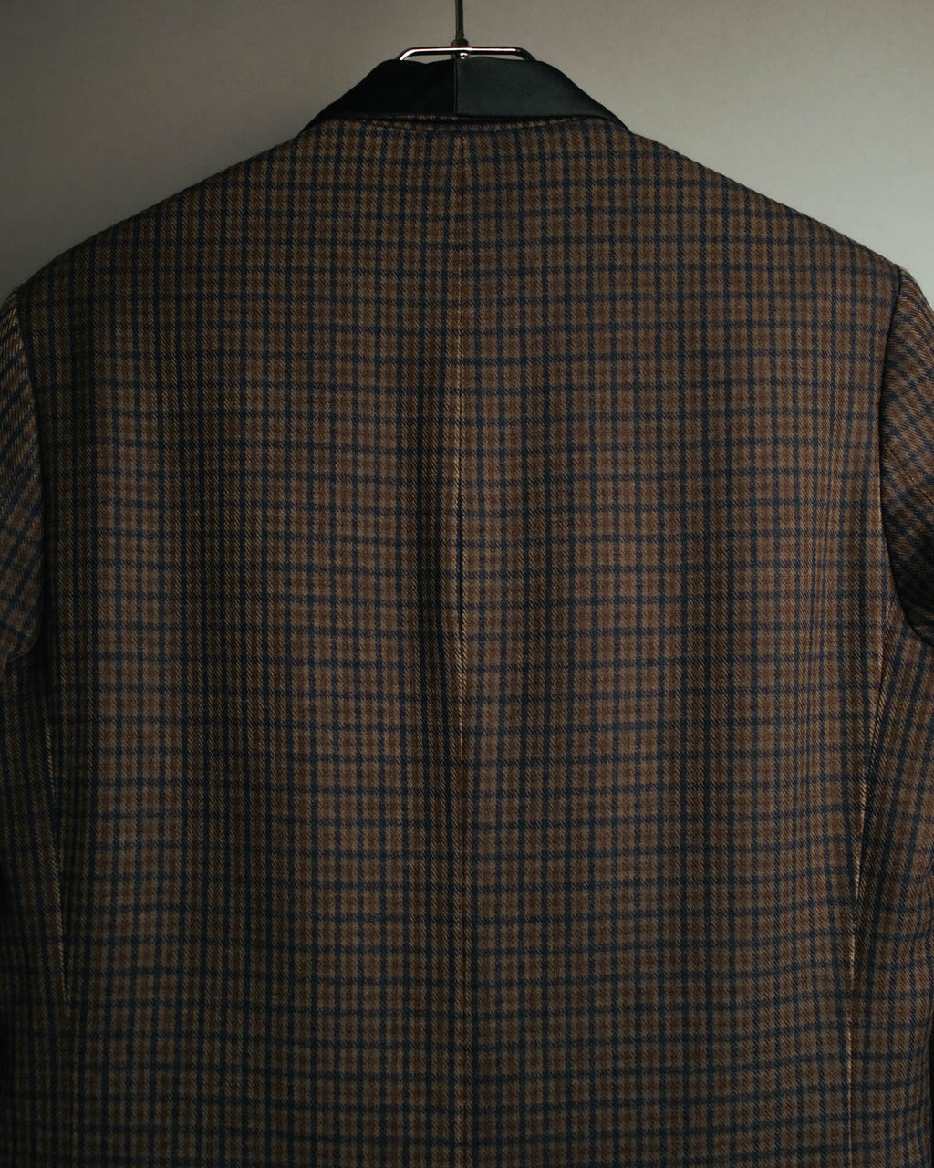 -SPECIAL- "Maison Martin Margiela" 00's Check shawl collar smoking jacket with satin contrast