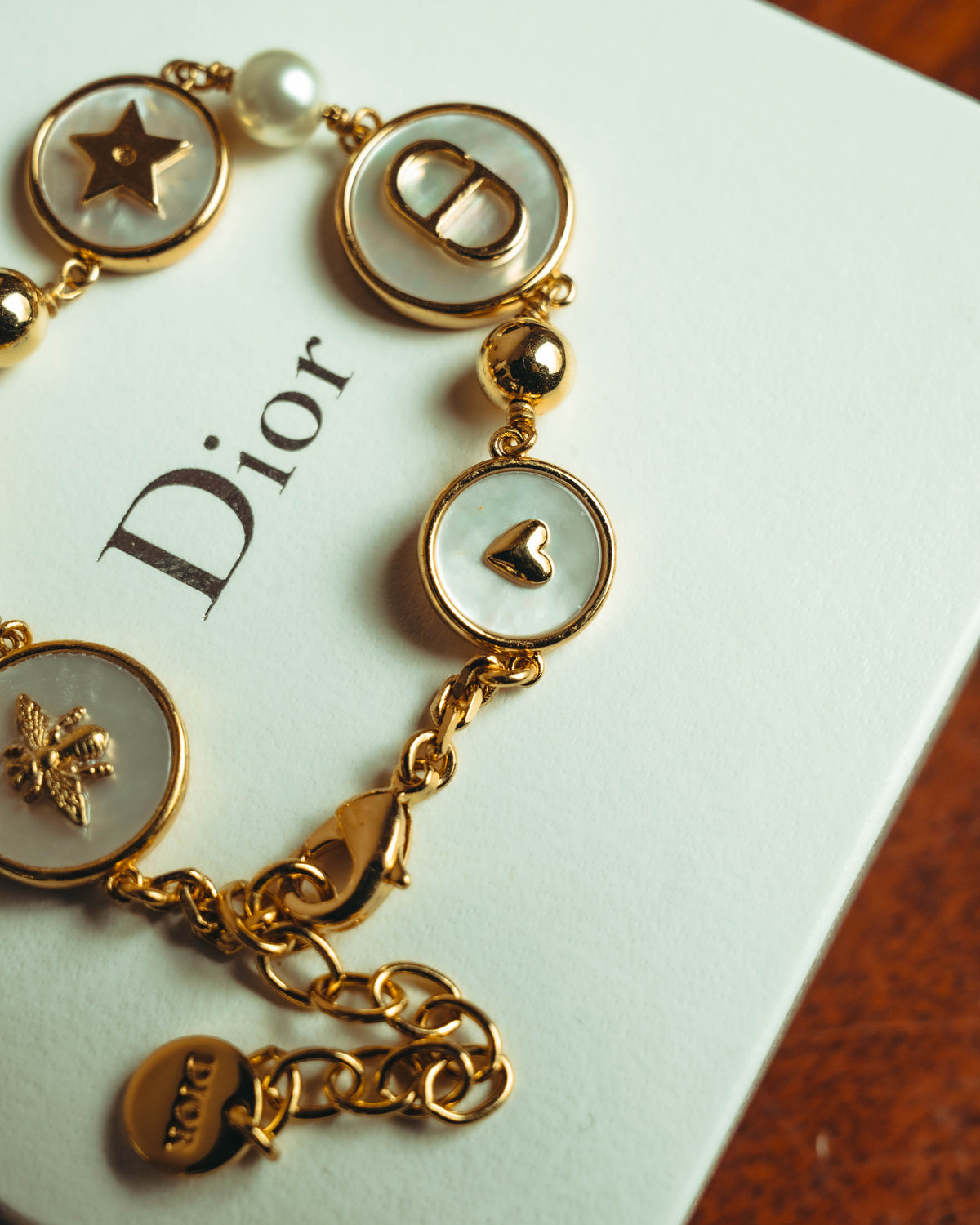 "Christian Dior" 20's Iridescent mother of pearl charm bracelet