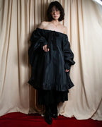 "PATOU" Ribbon shirring design poncho dress