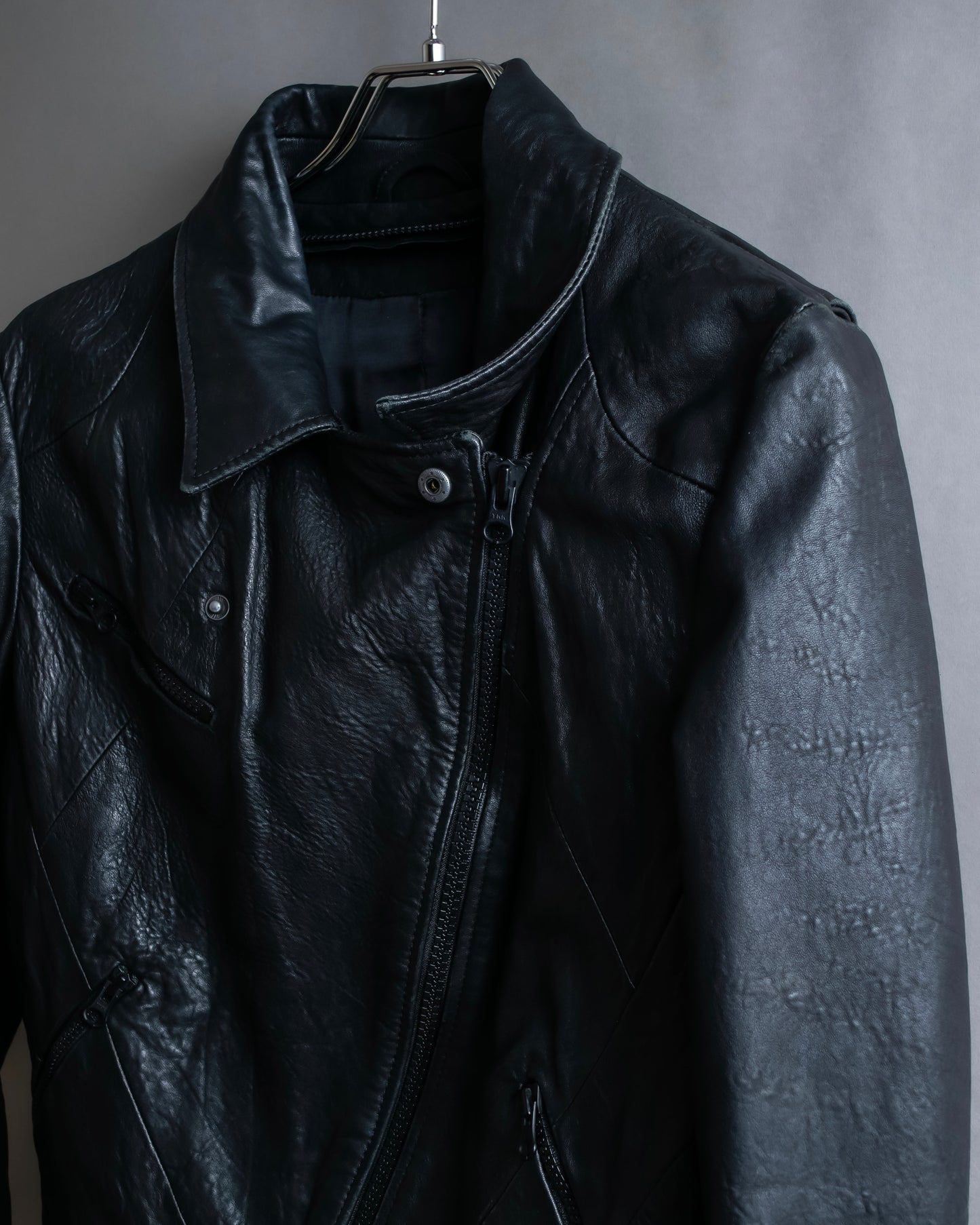 "Acne" Beautiful shape genuine leather double riders jacket