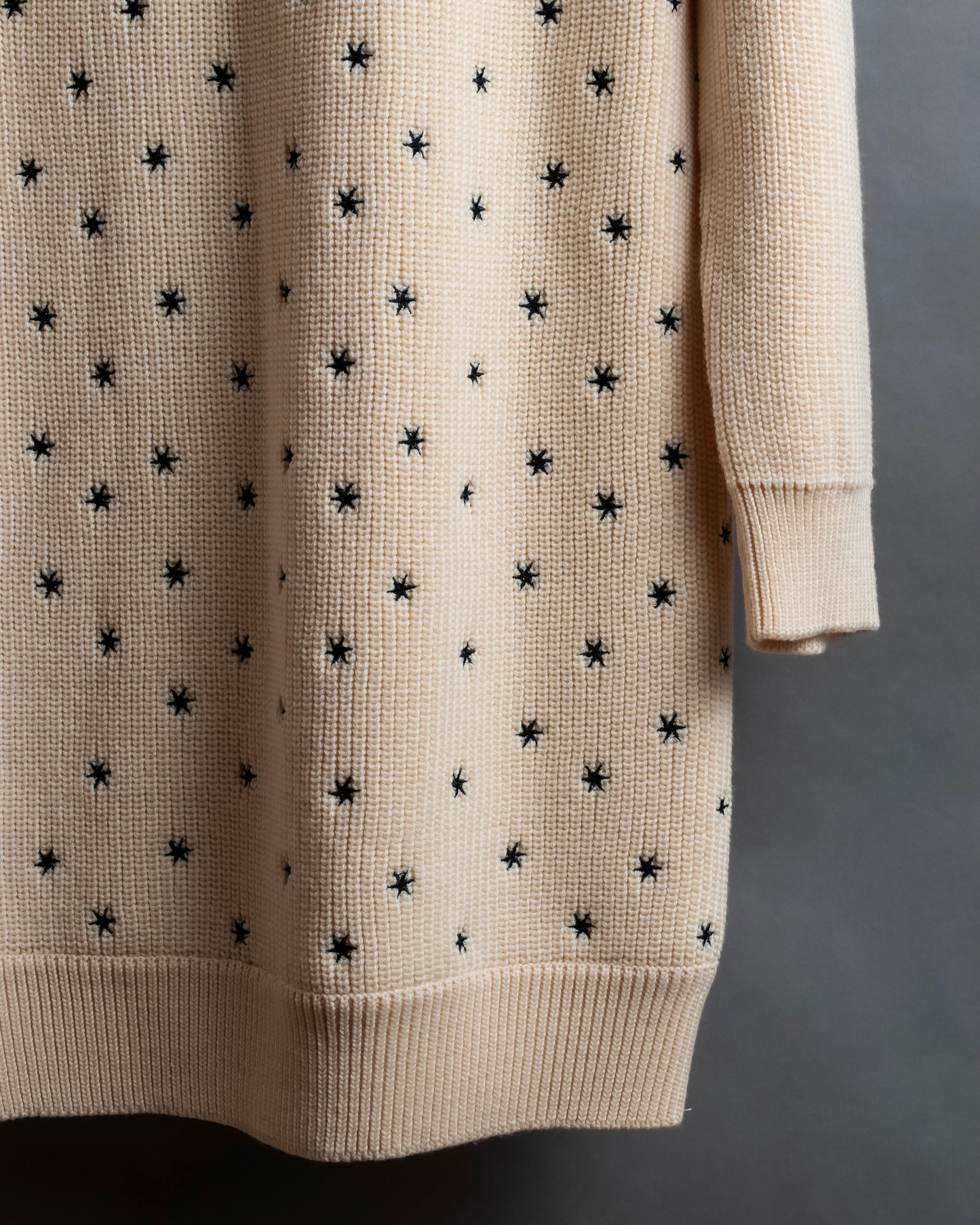 "Christian Dior" Star print frill detail cable knit tunic pullover