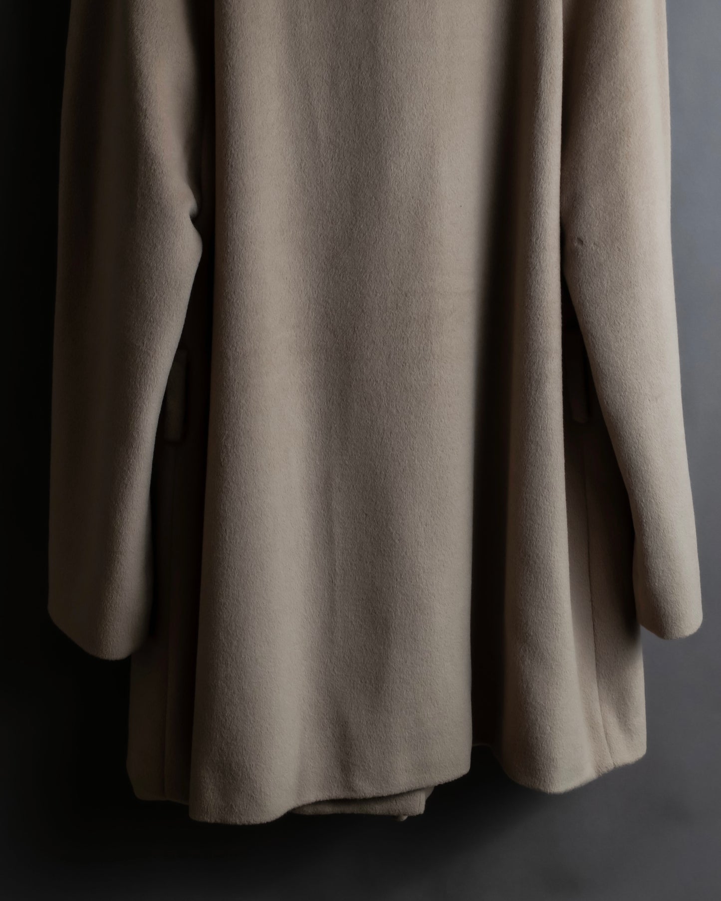 "BURBERRY" Angora mix mid length stand up collar coat