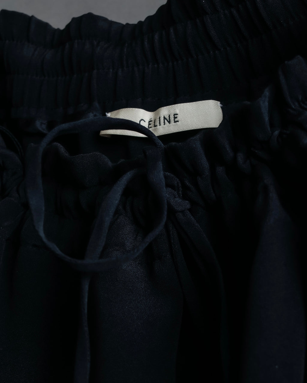 "CELINE" Gathered design mid-length silk skirt