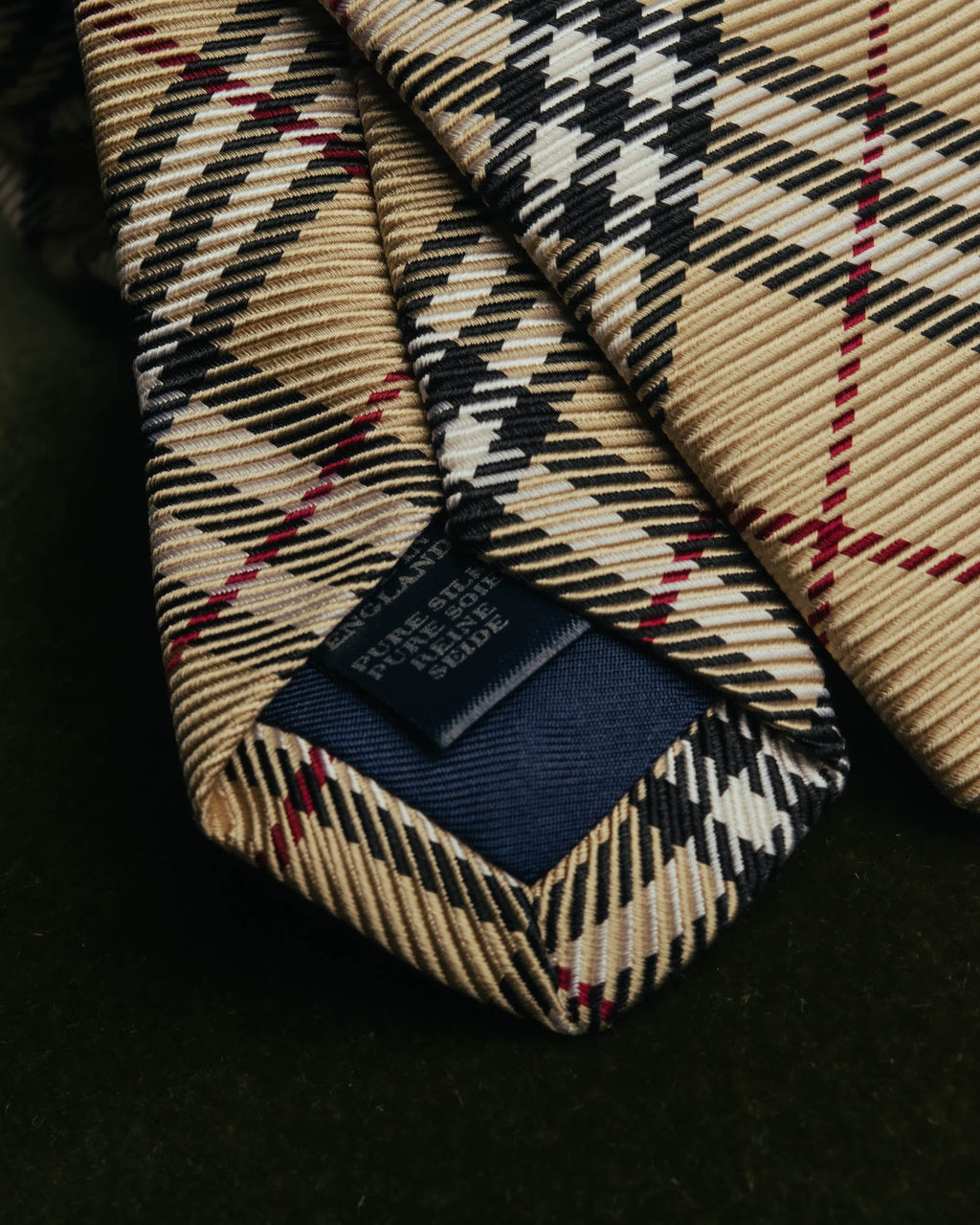 "BURBERRY LONDON" 00's Beige checked silk necktie