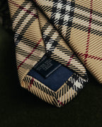 "BURBERRY LONDON" 00's Beige checked silk necktie