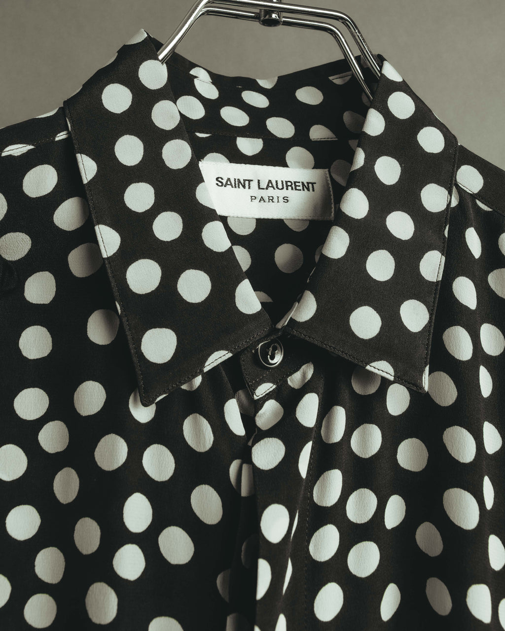 -SPECIAL- "Saint Laurent" 2019-2020 Polka dot silk long sleeve shirt