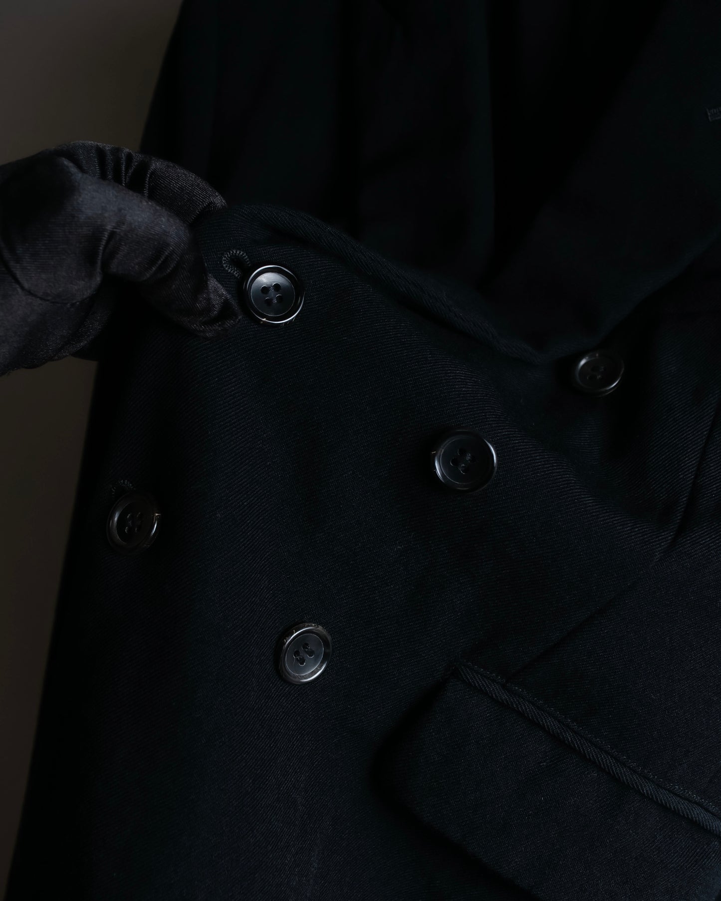 "COMME des GARCONS COMME des GARCONS" Peaked lapel double-breasted long tailored jacket