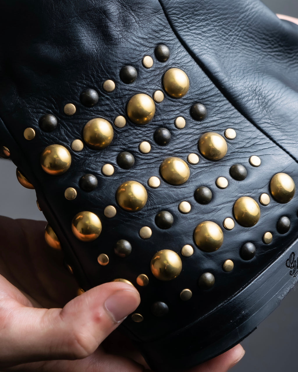 "GUCCI" Stud design vibram sole long boots