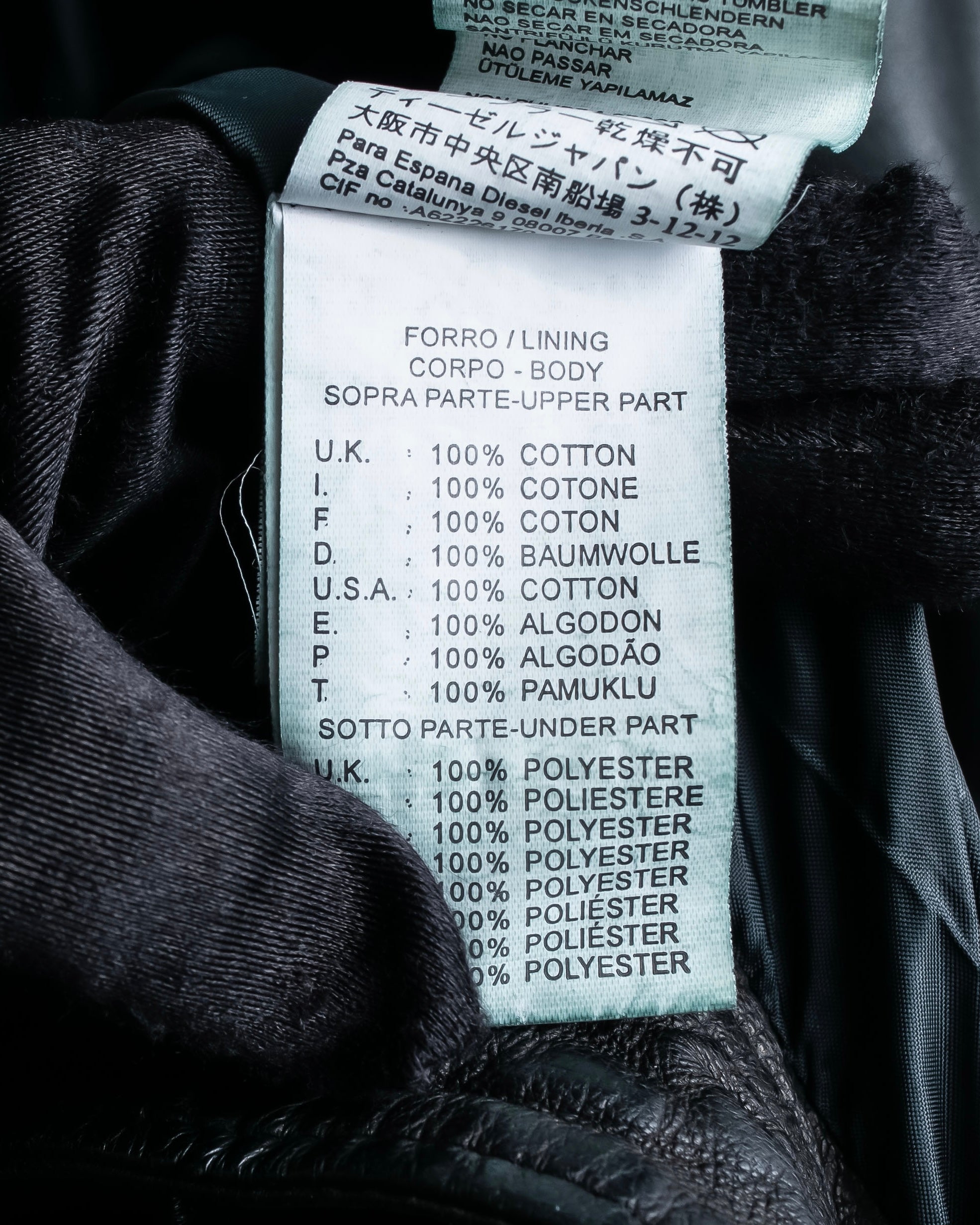 "DIESEL" Oversized stand collar lamb leather jacket