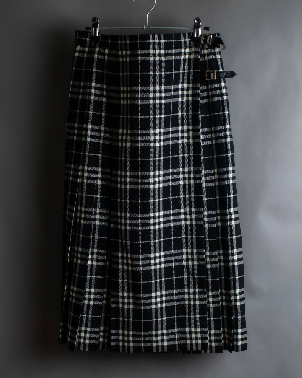 "BURBERRY" Tartan check pleated wrap skirt