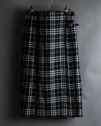 "BURBERRY" Tartan check pleated wrap skirt