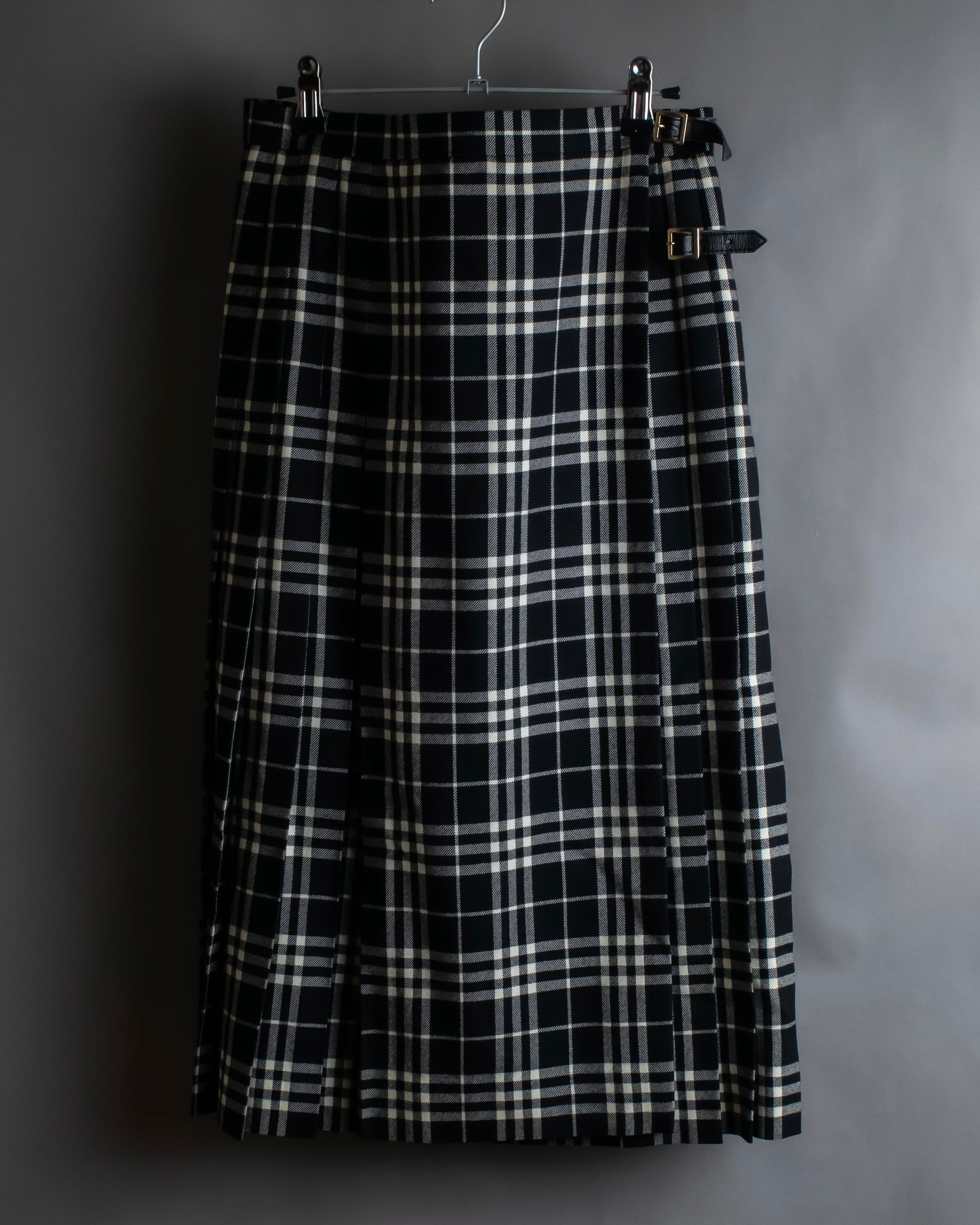 "BURBERRY" Tartan check pleated wrap skirt