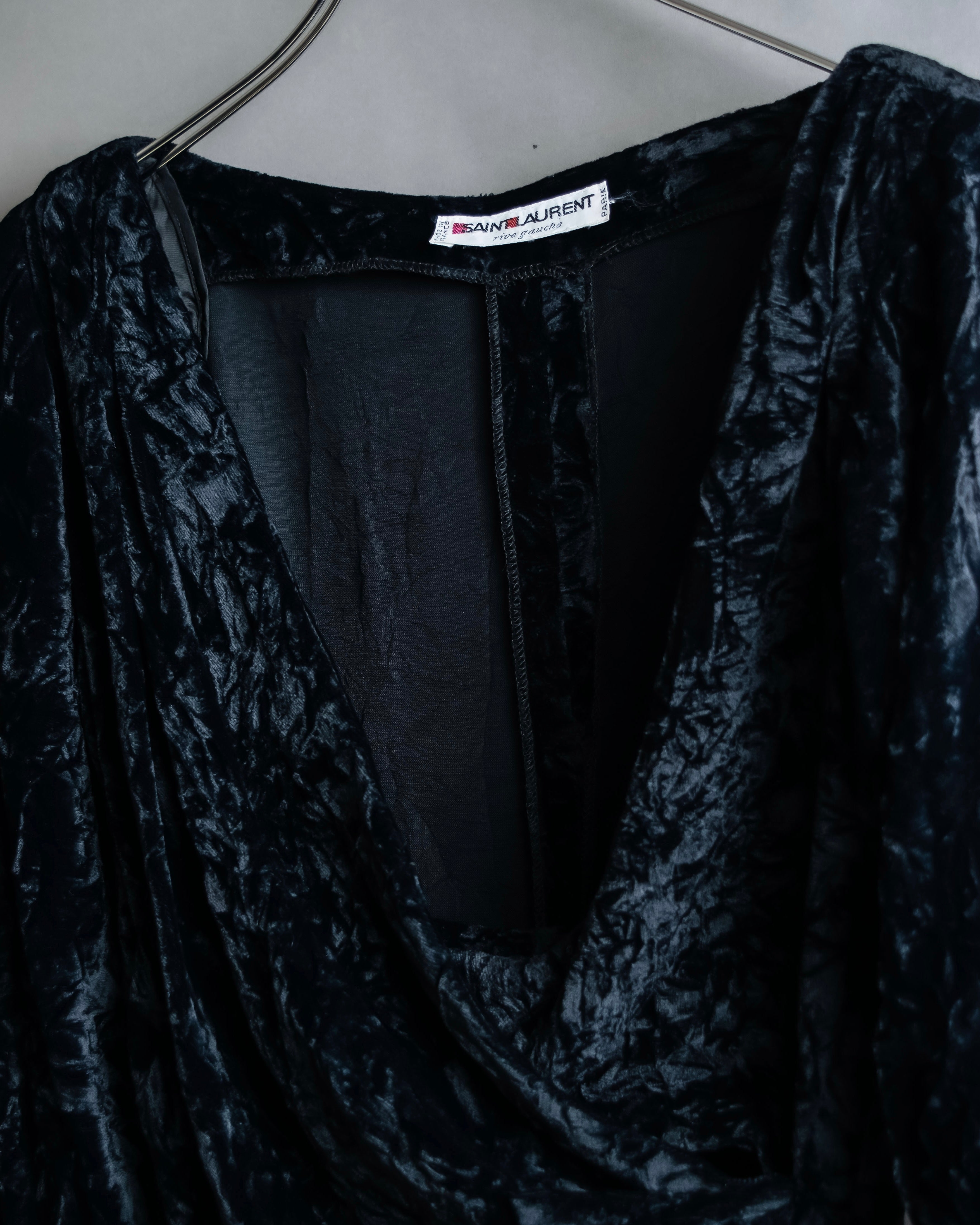 "Yves Saint Laurent Rive Gauche"
Draped neckline crushed velour dress