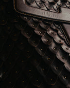 -SPECIAL- “Salvatore Ferragamo” 00’s-10’s Leather scale appliqué gancini shoulder bag